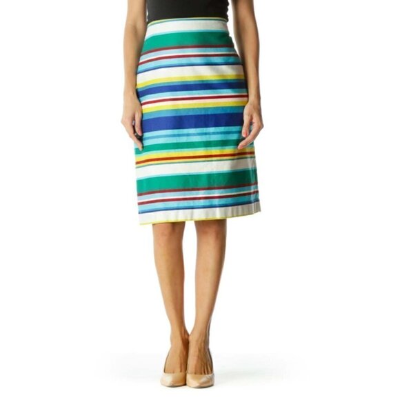 Talbots Multicolor 100% Cotton Striped Skirt - Picture 1 of 3